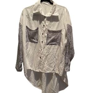 Leopard Contrast Lightweight Oversized Top Size M